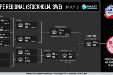 Le support pour la finale régionale européenne du championnat mondial de jeu de la LNH ...