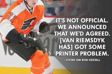 Le contrat final entre les @philadelphiaflyers et @jvanriemsdyk a été retardé ...