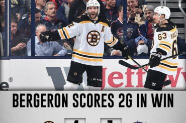 Patrice Bergeron mène les @nhlbruins à la victoire à Columbus, tandis que @ mackinnon29 ...