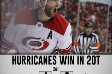 Les @nhlcanes éliminent le champion en titre #StanleyCup @capitals en doubl ...