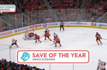 Derrière le dos! Ce n'est jamais facile de nier @ johngaudreau03, mais c'est Mikko Koskinen ...