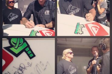Glen Murray et @quiksilverusa @stridersworld, l'un des #LAKings, signent une planche de surf pour ...