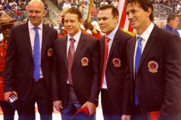 Cérémonie du blazer #HHOF de dimanche. Félicitations Mats, Pavel, Adam et Joe! ...