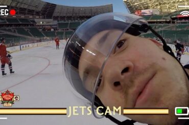 Montez sur la glace pour vous entraîner avec les @nhljets au travers de Laurent Brossoit ...