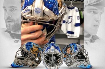 Le défenseur suédois Victor Hedman a eu l'idée d'un masque de gardien de but contre ...