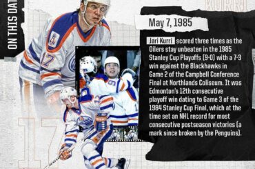 Ce jour-là en 1985, Jari Kurri a enregistré un tour du chapeau pour aider les @edmontonoilers ...