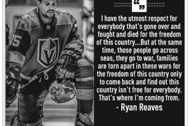 Ryan Reaves (@reavo7five) is clear about the meaning of his protest. #BlackLives...