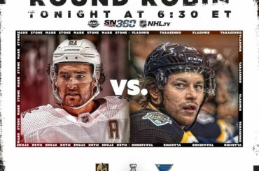Les @vegasgoldenknights et @stlouisblues s'affrontent dans le tournoi #StanleyCup Round Robin ...