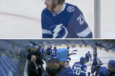 Le banc @TBLightning adorait le vainqueur OT de Brayden Point. #Coupe Stanley...