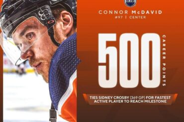 À mi-chemin de 1000!  Connor McDavid (@ mcdavid97) lie Sidney Crosby pour les quelques uns ...
