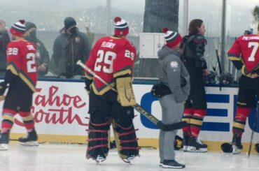 Marc-Andre Fleury est en pleine forme pour #NHLOutdoors.  @vegasgoldenknights contre @c ...