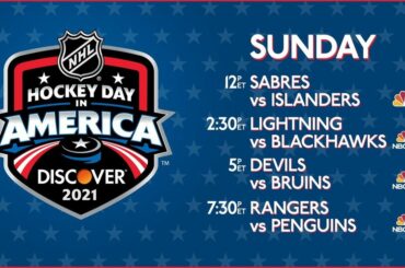 C'est une liste complète de jeux aujourd'hui pour la Journée du hockey en Amérique sur @nhlonnbcsports!  ...