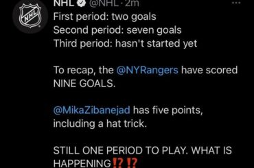 Soooooooooo ... les @nyrangers passent en quelque sorte une nuit inoubliable ... #WNH ...
