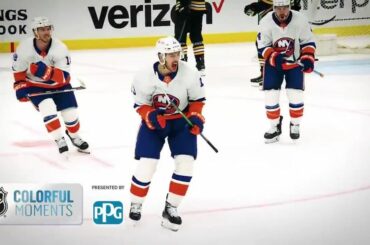 Oui!  Oui!  Oui!  Les moments colorés des @ny_islanders ne manquent pas alors qu'ils annoncent...