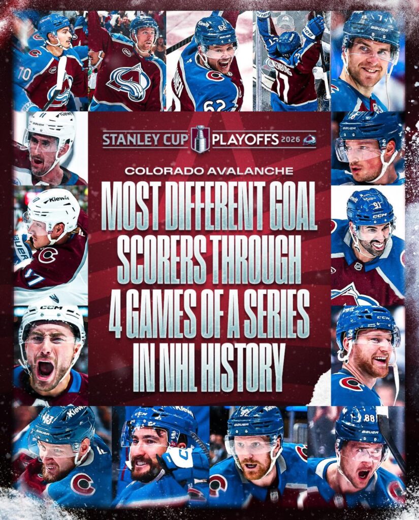 L&rsquo;Avalanche du Colorado possède le plus grand nombre de buteurs différents au cours de 4 matchs d&rsquo;une série dans l&rsquo;histoire de la LNH.